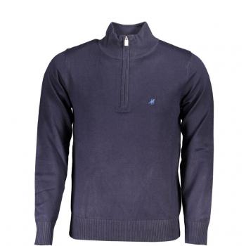 U.S. Polo Assn. Men's Chic Half-Zip Sweater with Elegant Embroidery - Blue, Size XL