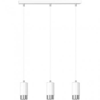 Lámpara de Suspensión Fumiko, Acero con recubrimiento en polvo, Blanco y Cromo, 45x100x6 cm