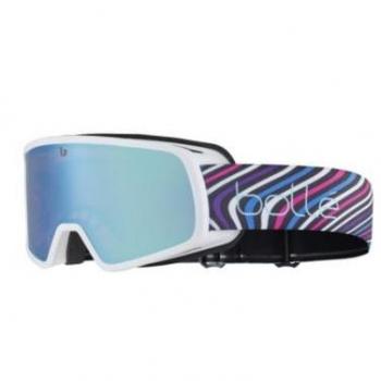 Pasamontañas infantil Bollé Nevada Jr (blanco mate azur - Cat 2) con lente espejada multicolor, diseño para niños