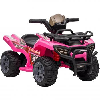 HOMCOM Quad Eléctrico para Niños 18-36 Meses Vehículo Infantil Batería 6V con Faros LED Velocidad 2 km/h Avance 70x42x45 cm Rosa/N