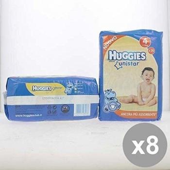 Set 8 HUGGIES Unistar Maxi 20Pz 7-14Kg Prodotti per bambini