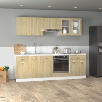 Set de Muebles de Cocina 8 Pzas Madera de Ingeniería Roble Sonoma vidaXL