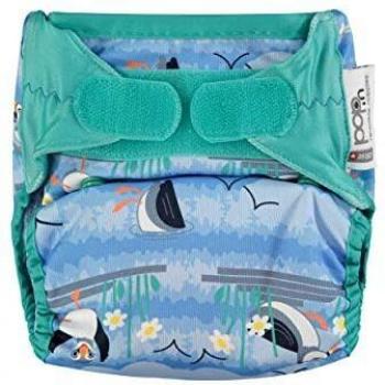 Pañal de Tela Reutilizable Blue Puffin con Velcro y Biolaminado