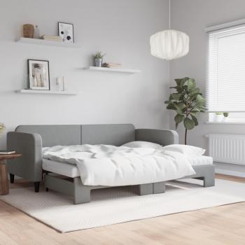 Sofá cama nido con colchón tela gris claro 90x200 cm