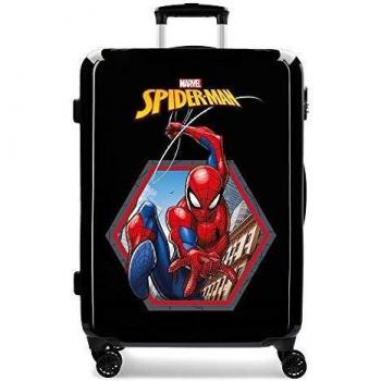 Marvel Spiderman Geo Maleta mediana Negro 48x68x26 cms Rígida ABS Cierre combinación 70L 3,7Kgs 4 Ruedas Dobles