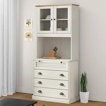 Aparador Alto VIGO de Madera Maciza de Pino Blanco 80x40x176 cm