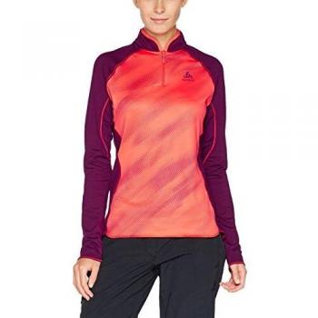 Odlo Midlayer 1/2 Zip PROCHUTE Sudadera, Mujer, Pickled Beet Melange AOP, Large