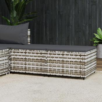 vidaXL Grey Poly Rattan Garden Footrests with Cushions - Set of 2