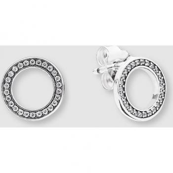PANDORA Pendientes Plata Esterlina 925 Circonitas Transparentes Círculo Brillante 290585CZ
