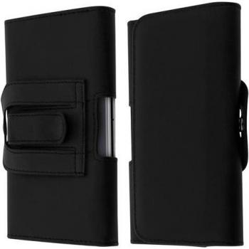 Funda Riñonera Universal para Smartphone 5.3'' a 5.5'' - Negra con Clip y Pasante