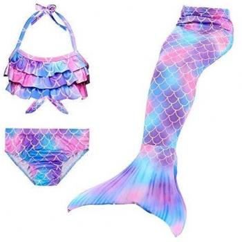 NAITOKE Niñas Cola de Sirena con Bikini para Fiesta de Natación Cosplay