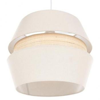 Lámpara Colgante Moderna Atoyac de Techo con Pantalla de Tejido de Lino y Raffia Beige, 122 cm