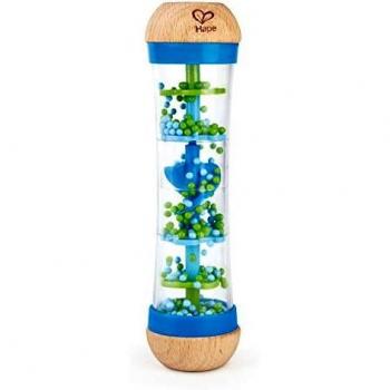 Hape Rainmaker | Mini sonajero de madera para hacer lluvia, color azul