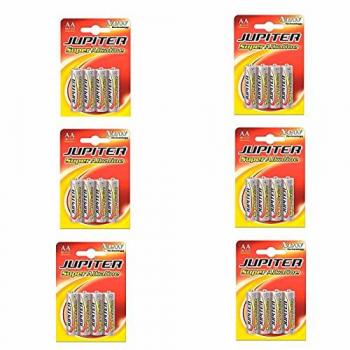 Pilas Super Alcalinas AA LR6 Júpiter 1,5 V - 6 Packs de 4 uds (24 pilas) - Energía fiable, larga duración y rendimiento elevado para juguetes y dispositivos