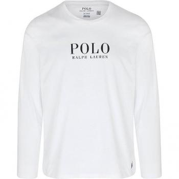 Polo Ralph Lauren Men's Long Sleeve Sleep Top - Cotton Crew Neck Pajama Shirt, White, Size XL