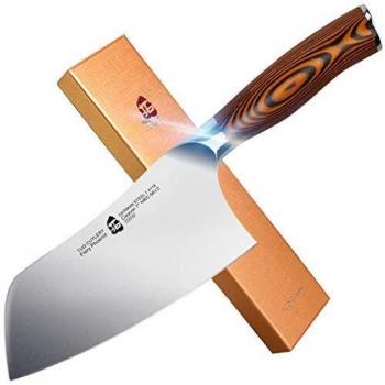 TUO Fiery Series 7 Chinese Chef's Knife - Vegetable Meat Cleaver with HC German Stainless Steel Blade and Pakkawood Handle with Case