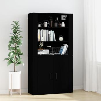 Aparador alto de madera contrachapada negro vidaXL, mueble de almacenaje para salón, buffet, armario auxiliar y armario de almacenamiento