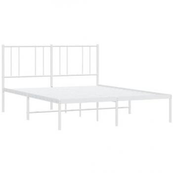 vidaXL Metal Bed Frame without Mattress with Headboard White 135x190cm