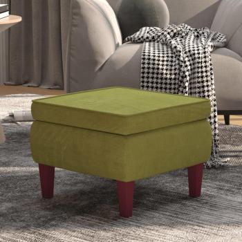 Puff con patas de madera terciopelo verde claro