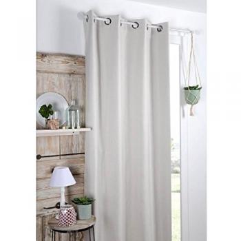 Cortina Opaca Ecru con Ojetes - 140 x 260 cm - Aislante y Decorativa para Salón o Dormitorio