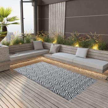 Alfombra exterior PP blanco y negro 190x290 cm