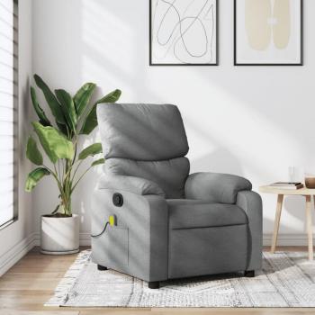 Sillón reclinable de masaje de tela gris claro vidaXL