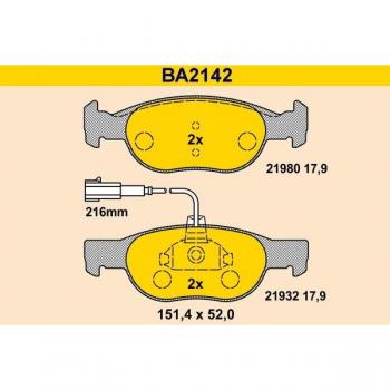 Juego de pastillas de freno Barum BA2142, kit para freno a disco