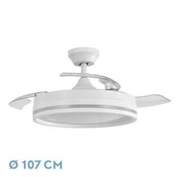 Ventilador de Techo con Luz LED y Mando 72W Blanco Motor DC Aspas Retráctiles
