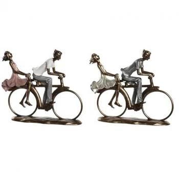 Figura Decorativa DKD Home Decor 27 x 9,5 x 23 cm Rosa Dorado Blanco (2 Unidades)