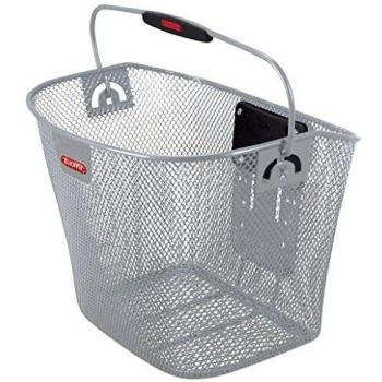 KLICKfix Bolsa de bicicleta Uni basket, Feinma. Cesta de manillar plateada, 25 x 36 x 26 cm