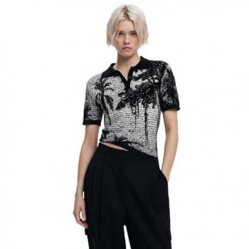 Desigual Women's Lacroix Black Polo Shirt