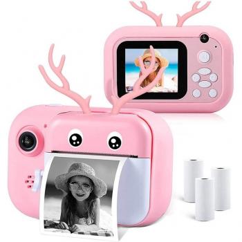 DAM. Cámara Conejito digital de fotos 40mpx y video 2,5K para niños con impresión instantánea de tus fotos preferidas, doble cámara para selfies, medidas: 11x4x7cm
