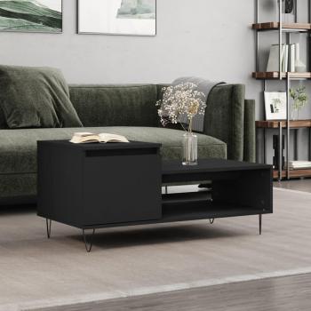 Mesa de centro madera contrachapada negra 100x50x45 cm