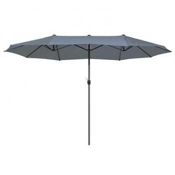 Sombrilla de Jardín Doble 460 cm Gris Oscuro Resistente al Clima con Estructura de Aluminio