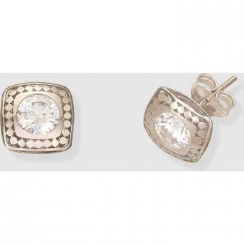 Pendientes de oro blanco con circonitas incrustadas, elegantes y brillantes