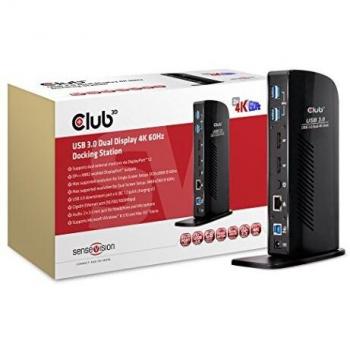 Club 3d csv1460 base de carga usb 30 doble pantalla 4 k 60 hz color negro