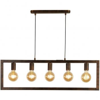 Lámpara colgante Rustic 5 luces, marrón rojizo