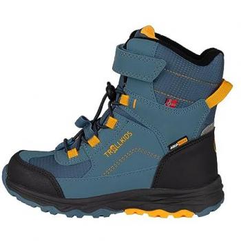 Trollkids Botas de Nieve Hafjell Xt - Botas de invierno impermeables y resistentes para niños con forro polar acogedor, color Acero Azul Mango Negro, talla 31 EU