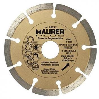 Maurer 9012035 Disco Diamante Maurer Segmentado Piedra, Ladrillo, Refractarios 115 mm.
