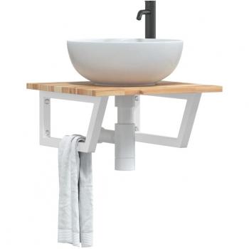 Estante de lavabo de pared acero y madera maciza de acacia Vidaxl Marrón