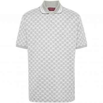 Gucci Men's Logo Cotton Polo Shirt in Grey | Size Medium | 788024XJGQX1087
