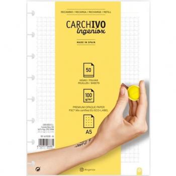 RECAMBIO PAPEL INGENIOX A5 50 HOJAS 100G PUNTOS EXTRAÍBLE