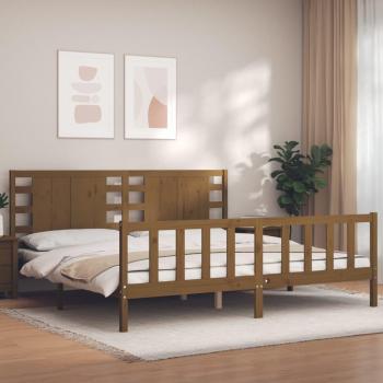 Cabecero de lana redonda con ámbar 200x200 cm en madera maciza marrón miel vidaXL