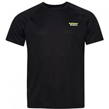 Camiseta de Manga Corta Superdry Train Active, color negro con detalles amarillos, talla M, para hombres