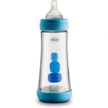 Chicco Perfect5 Silicone Bottle 300ml Fast Flow 4m+ Blue