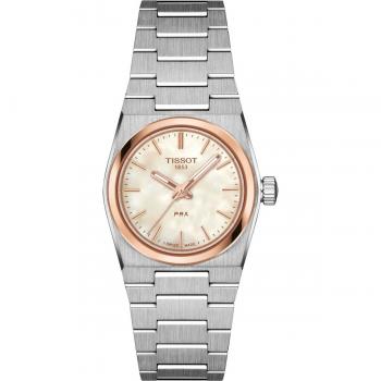 Tissot PRX Women's Quartz Watch - 25mm Stainless Steel with White MOP Dial and 10 ATM Water Resistance