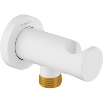 Conector Angular Redondo Deante Cascada Blanco Mate con Soporte para Auricular