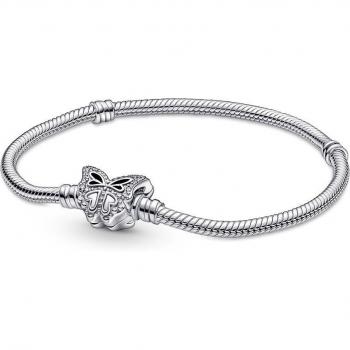 Pulsera Pandora Moments Cadena de Serpiente Cierre Mariposa 590782C01