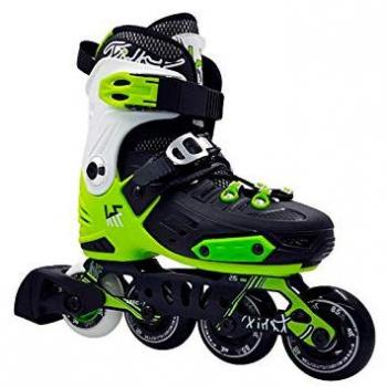 Patín en línea Freeskate ajustable con bota dura Krf para niños, modelo New First, color verde, tallas 28-31