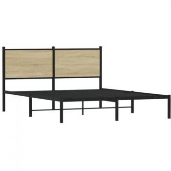 Estructura de Cama con Cabecero Metal Roble Sonoma 140x190 cm